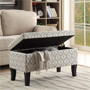 designs4comfort winslow storage ottoman in gray ribbon fabric with solid wood