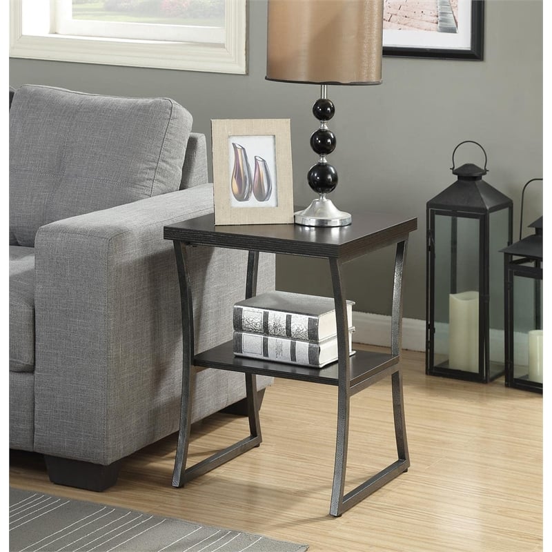Convenience Concepts X-Calibur End Table in Espresso Wood Finish