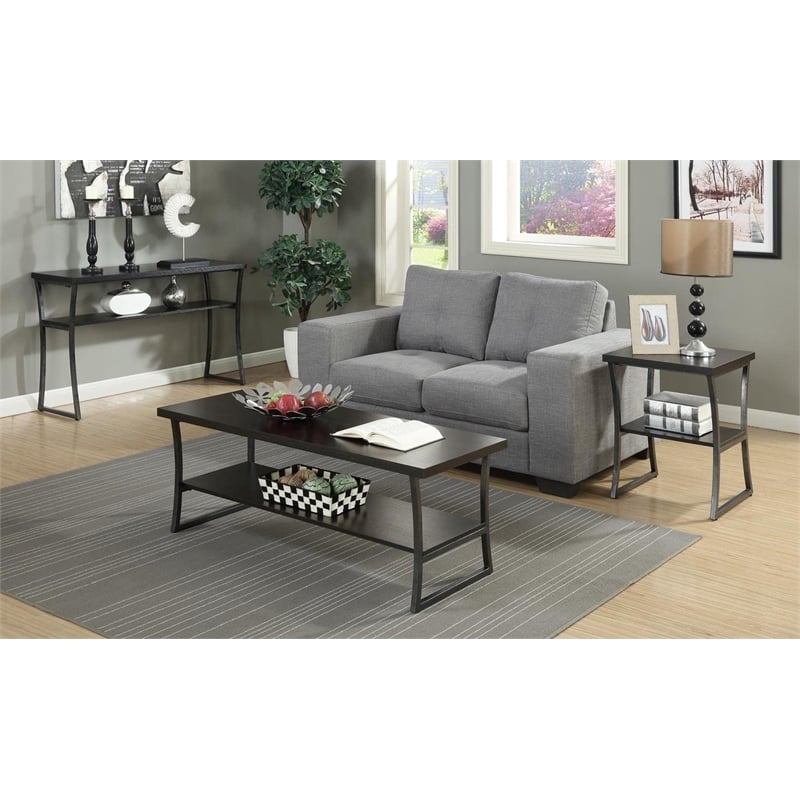 Convenience Concepts X-Calibur End Table in Espresso Wood Finish