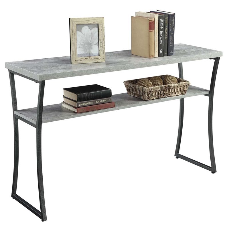 Convenience Concepts X-Calibur Console Table in Gray Faux Birch Wood Finish