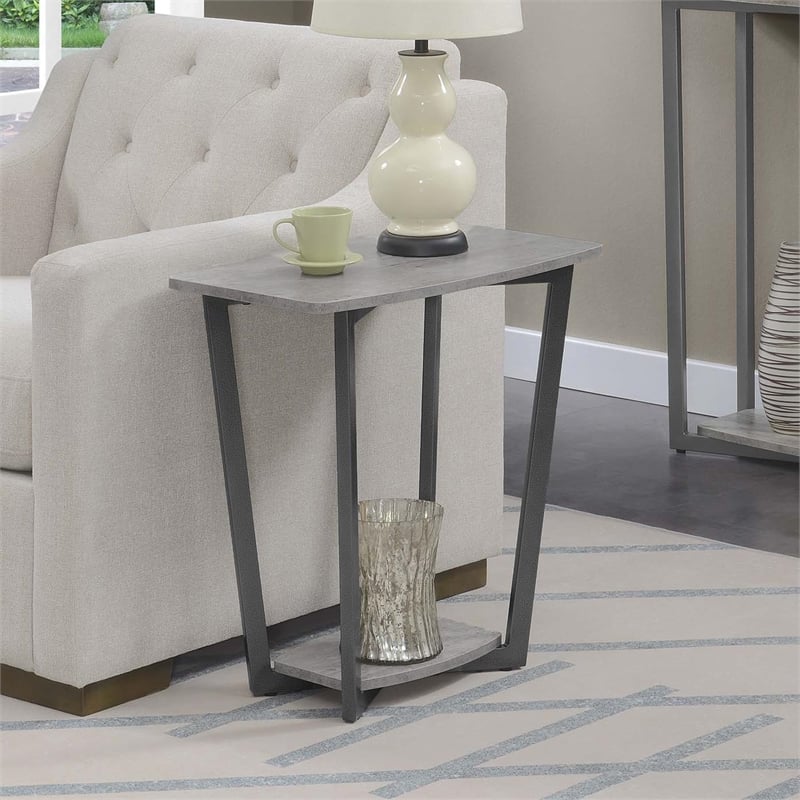 Convenience Concepts Graystone End Table in Gray Faux Birch Wood Finish