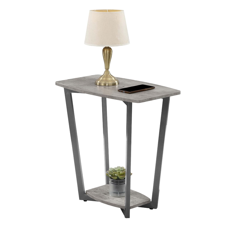 Convenience Concepts Graystone End Table in Gray Faux Birch Wood Finish