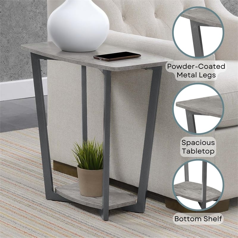 Convenience Concepts Graystone End Table in Gray Faux Birch Wood Finish