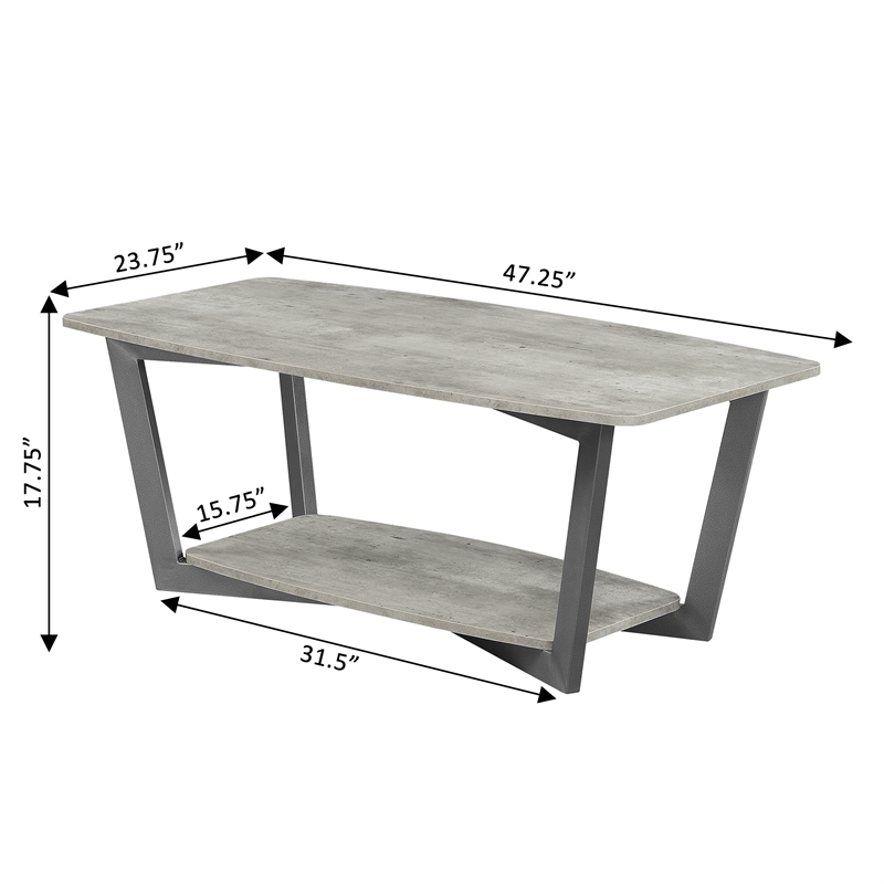 Convenience Concepts Graystone Coffee Table in Gray Faux Birch Wood Finish