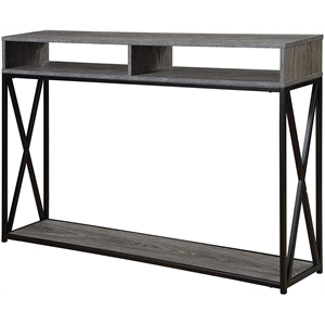 Convenience Concepts Tucson Deluxe Two-Tier Console Table in Gray Wood Finish