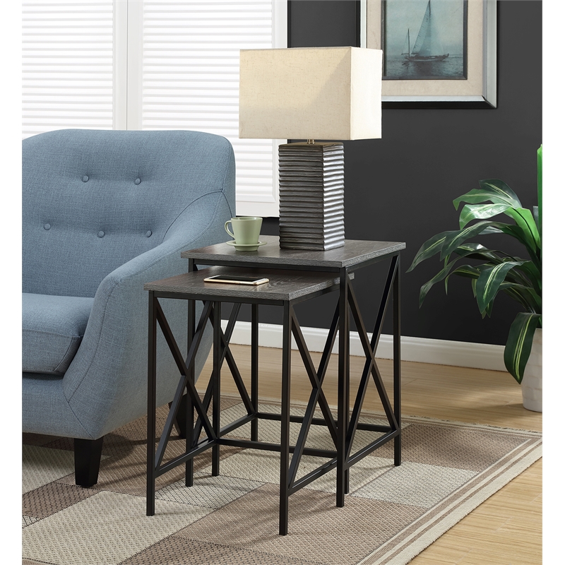 Convenience Concepts Tucson 2 Piece Nesting End Table Set in Gray