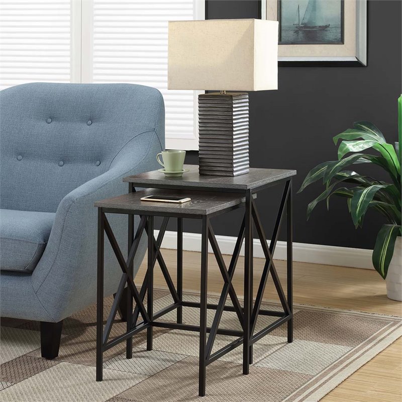 Convenience Concepts Tucson 2 Piece Nesting End Table Set in Gray