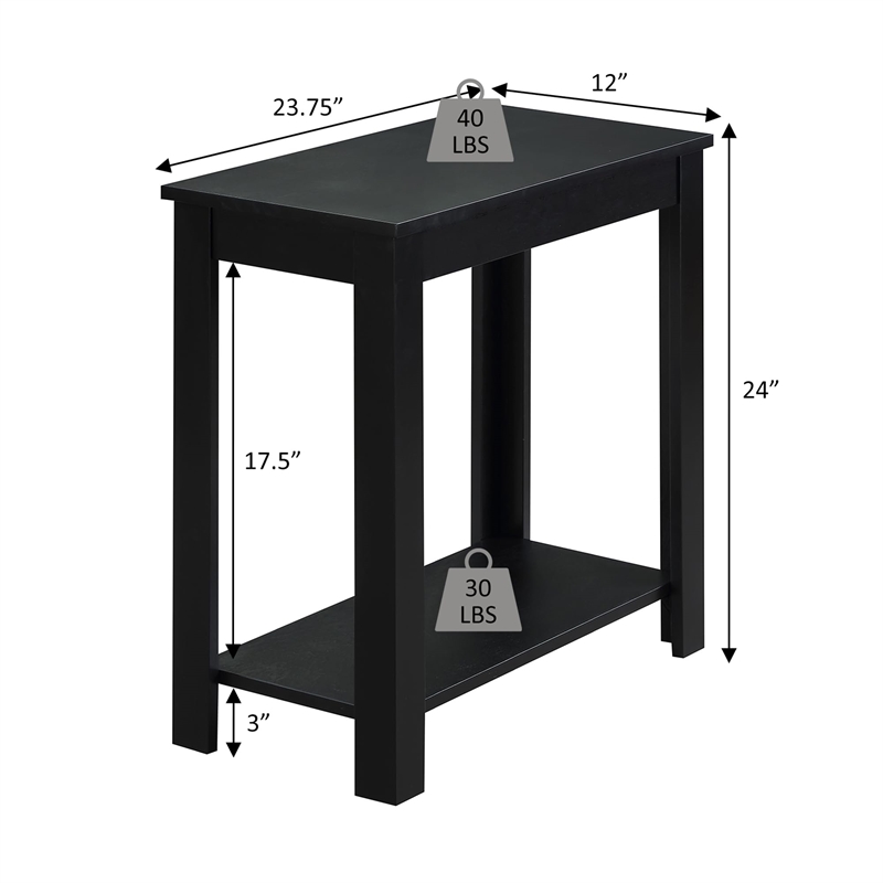 Convenience Concepts Designs2Go Baja Chairside End Table in Black Wood Finish