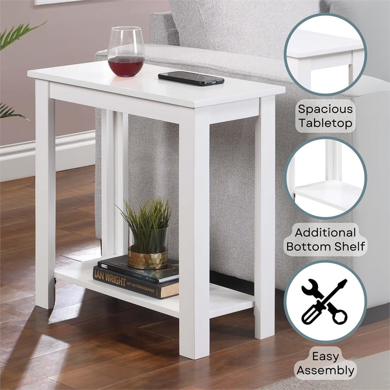 Convenience Concepts Designs2Go Baja Chairside End Table in White Wood Finish
