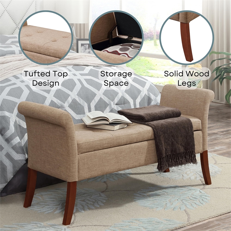 Convenience Concepts Designs4Comfort Garbo Bedroom Bench in Tan Fabric