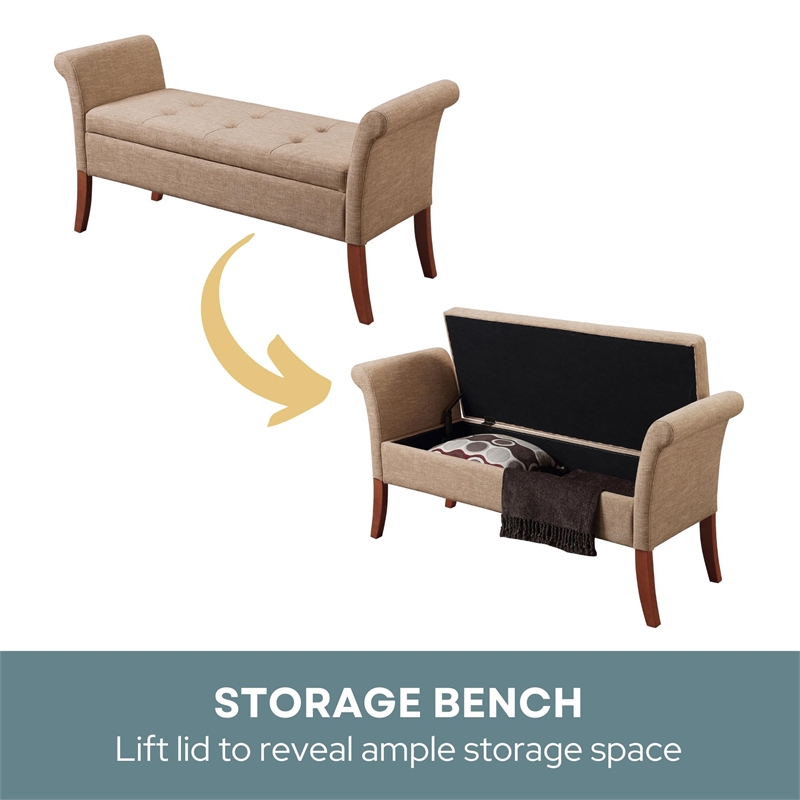 Convenience Concepts Designs4Comfort Garbo Bedroom Bench in Tan Fabric