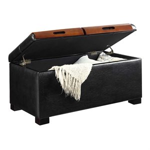 convenience concepts designs4comfort coffee table ottoman in black faux leather