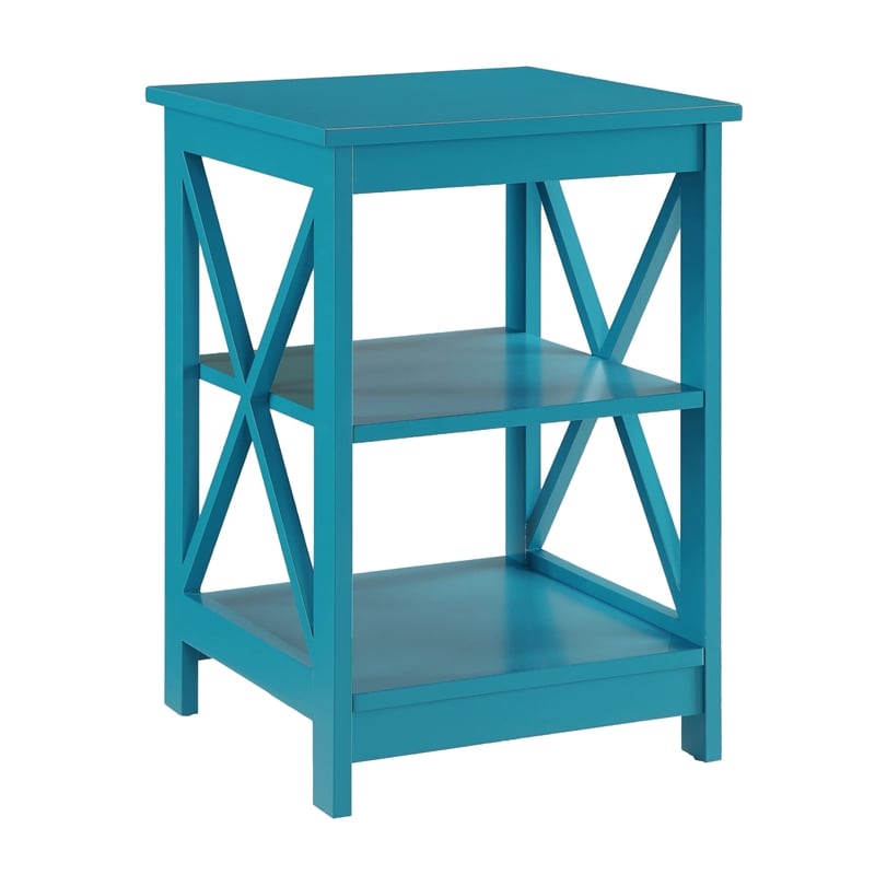 Convenience Concepts Oxford Square End Table in Blue Wood Finish