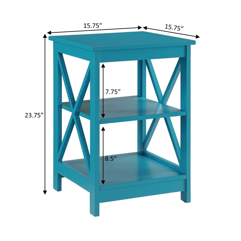 Convenience Concepts Oxford Square End Table in Blue Wood Finish