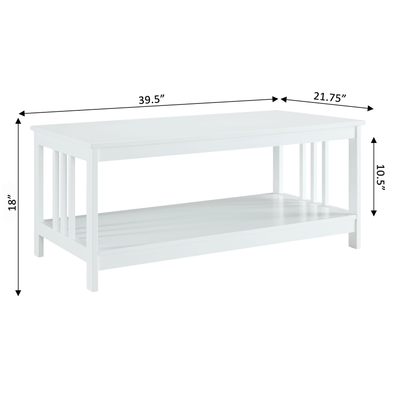 Convenience Concepts Mission Coffee Table in White Wood Finish