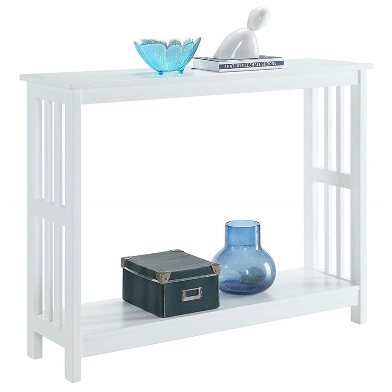 Convenience Concepts Mission Console Table in White Wood Finish