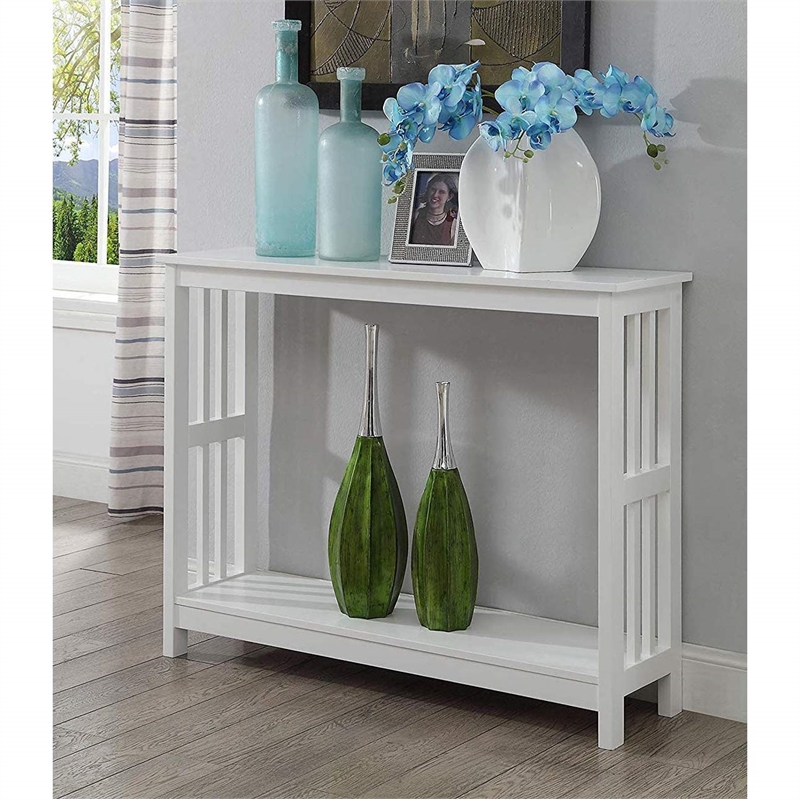 Convenience Concepts Mission Console Table in White Wood Finish
