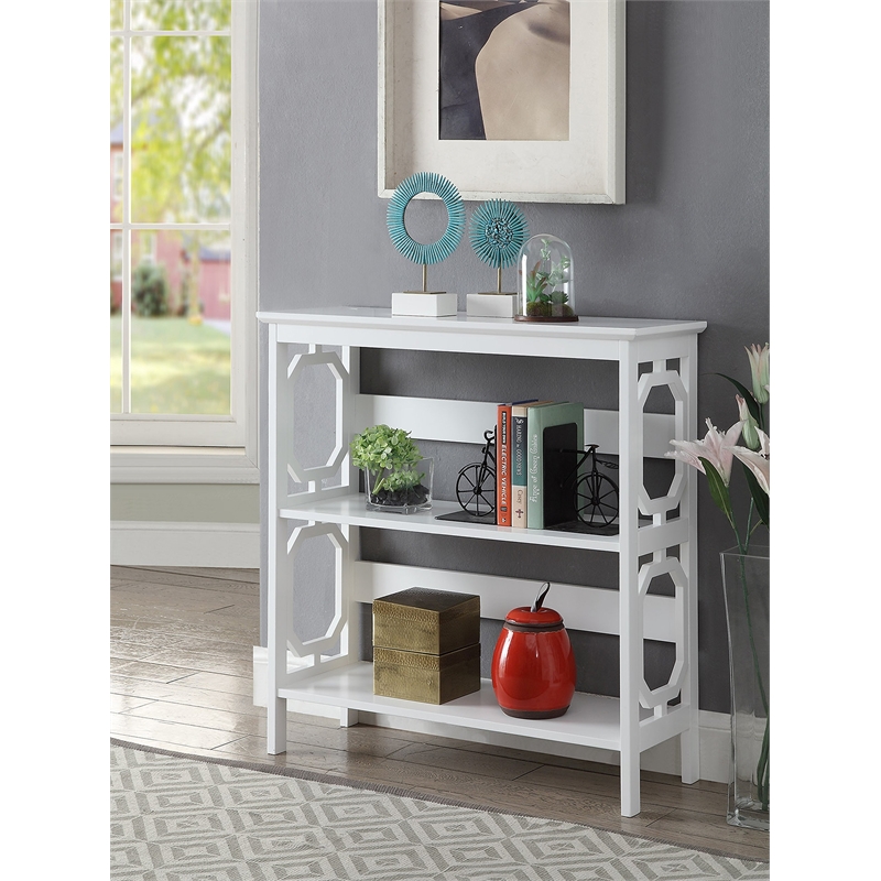Convenience Concepts Omega Two-Shelf Bookcase in White Wood Finish