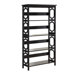 Convenience Concepts Omega Four-Shelf Bookcase in Black Wood Finish