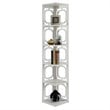 Convenience Concepts Omega Five-Shelf Corner Bookcase in White Wood Finish