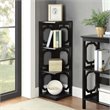 Convenience Concepts Omega Three-Shelf Corner Bookcase in Black Wood Finish