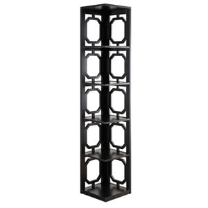 Convenience Concepts Omega Five-Shelf Corner Bookcase in Black Wood Finish