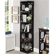 Convenience Concepts Omega Five-Shelf Corner Bookcase in Black Wood Finish