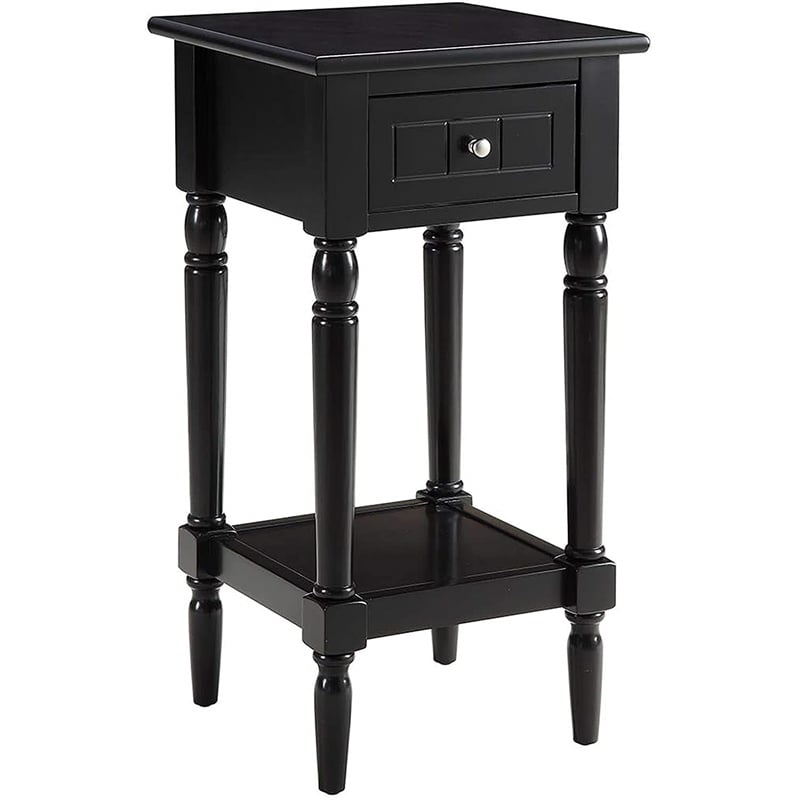 Convenience Concepts End Table Nightstand Bedside Square in Wood - Black