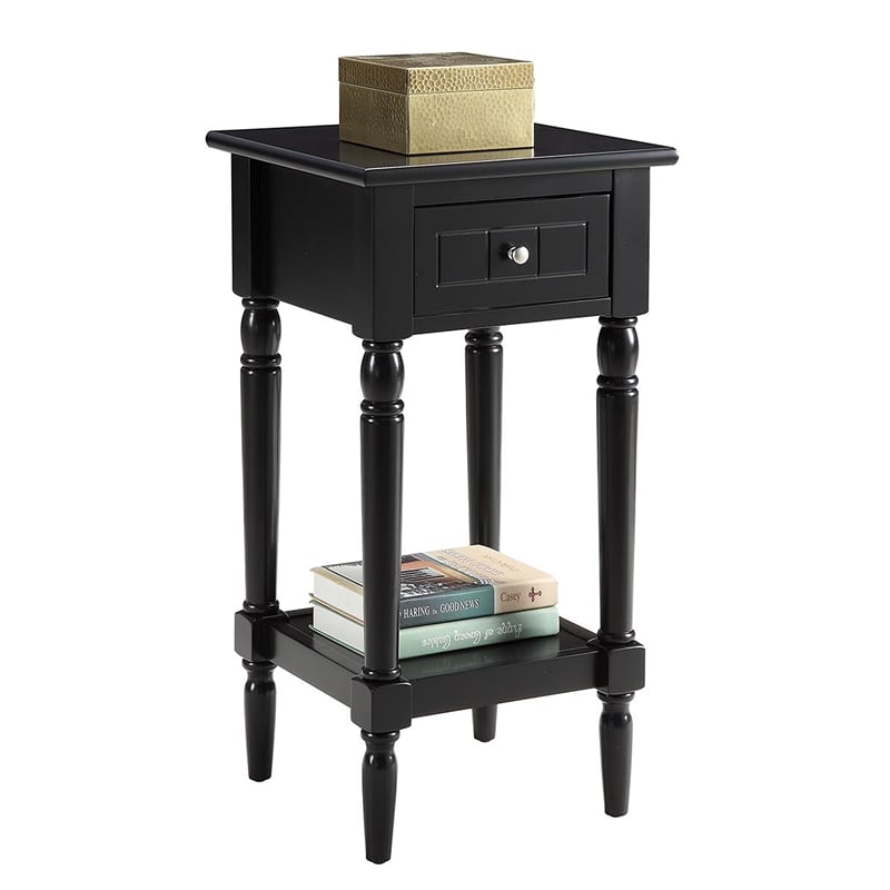 Convenience Concepts End Table Nightstand Bedside Square in Wood - Black