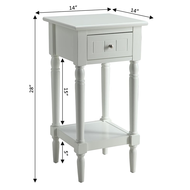 Convenience Concepts French Country Khloe Square End Table in White Wood Finish