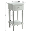 Convenience Concepts French Country Khloe Square End Table in White Wood Finish