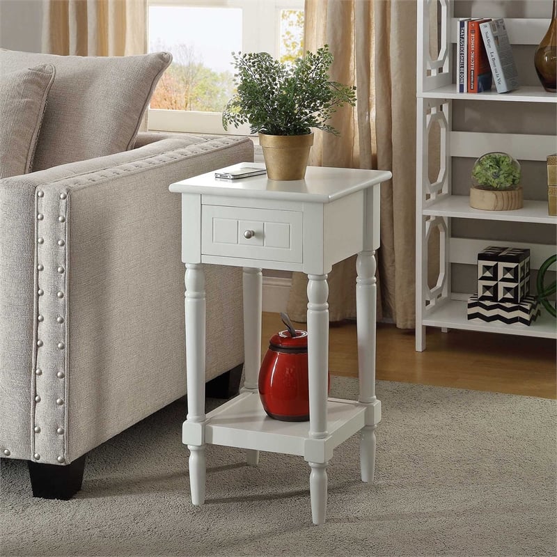 Convenience Concepts French Country Khloe Square End Table in White Wood Finish