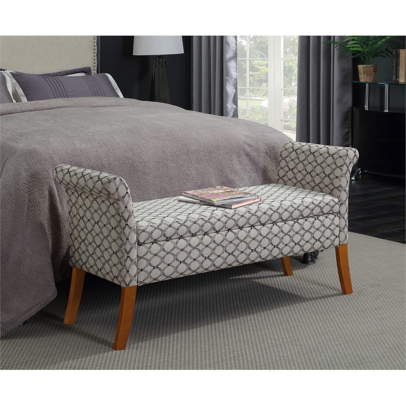 Designs4Comfort Garbo Bedroom Bench in Ribbon Multi-Color Fabric