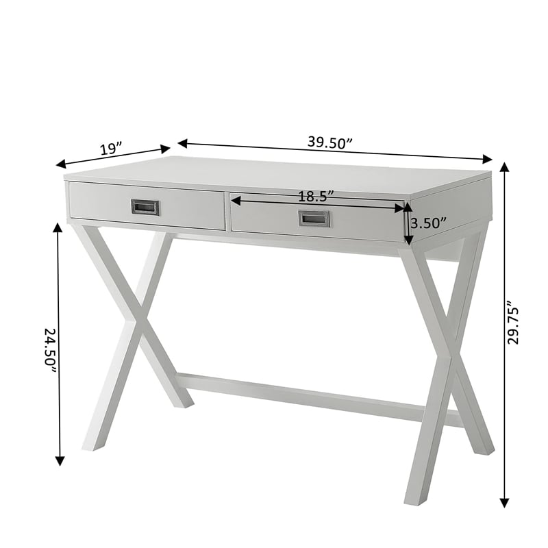 Convenience Concepts Designs2Go Landon Writing Desk in White Wood Finish