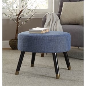 convenience concepts designs4comfort mid-century ottoman stool in blue fabric