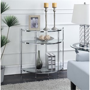 convenience concepts royal crest clear glass console table with chrome frame