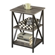 Convenience Concepts Tucson Three-Tier End Table in Weathered Gray Wood Finish