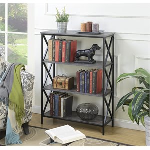 convenience concepts tucson four-tier bookcase in weathered gray wood finish