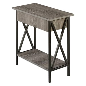 Convenience Concepts Tucson Electric Flip-Top End Table in Weathered Gray Wood