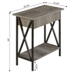 Convenience Concepts Tucson Electric Flip-Top End Table in Weathered Gray Wood
