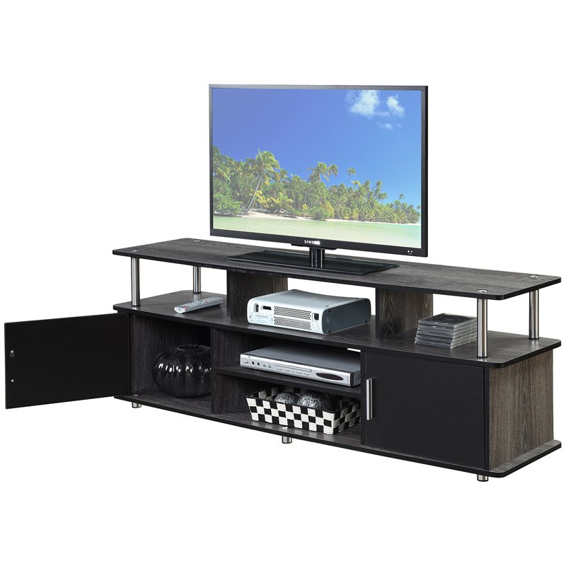 Weathered Gray/Black Convenience Concepts 151440WGY Designs2Go 60 Monterey TV Stand