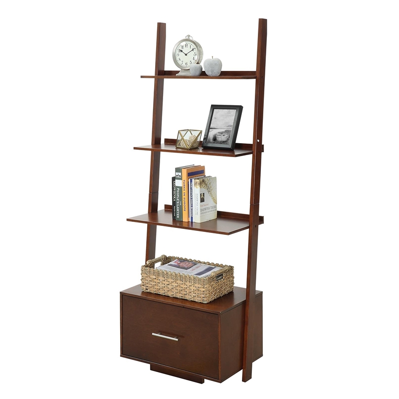 Convenience Concepts American Heritage Bookshelf Ladder in Espresso Wood Finish