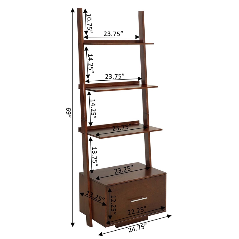 Convenience Concepts American Heritage Bookshelf Ladder in Espresso Wood Finish