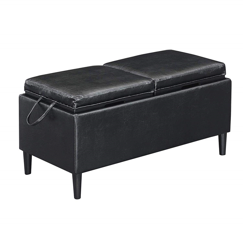 Convenience Concepts Designs4Comfort Storage Ottoman with Trays in Blue Fabric