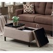 Convenience Concepts Designs4Comfort Storage Ottoman with Trays in Cream Fabric