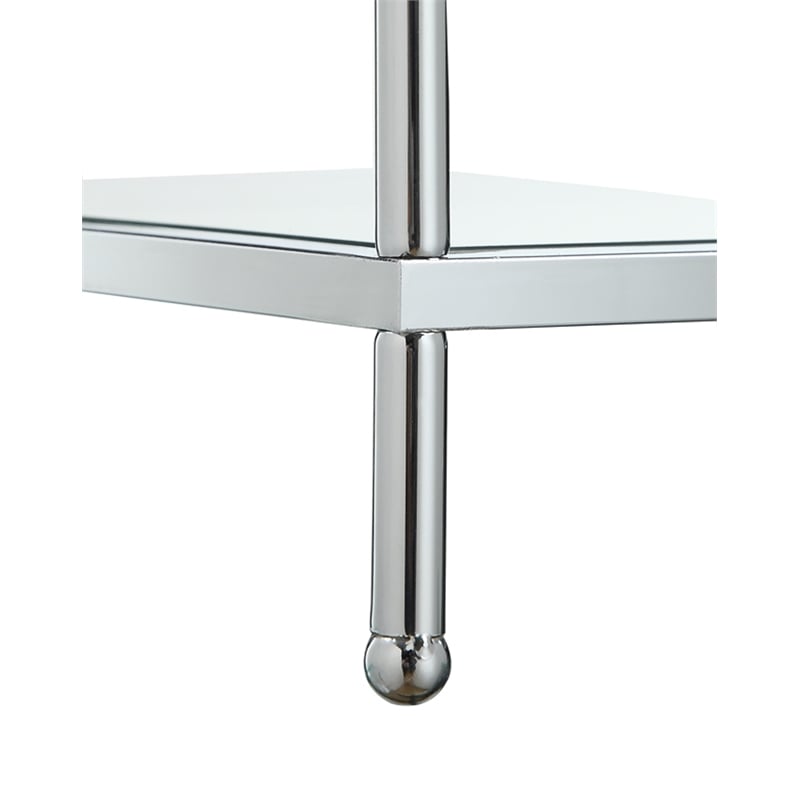 Convenience Concepts Royal Crest Two-Tier Round End Table in Clear Glass/ Chrome