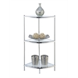Convenience Concepts Royal Crest Three-Tier Corner Shelf in Clear Glass/ Chrome