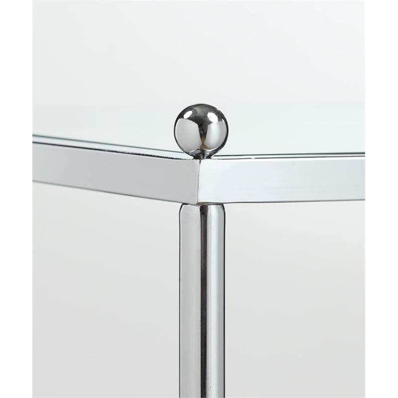 Convenience Concepts Royal Crest Three-Tier Bookcase in Clear Glass and Chrome