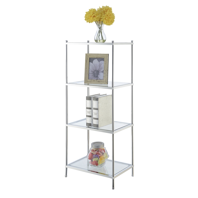 Convenience Concepts Royal Crest Four-Tier Tower/ Clear Glass with Chrome Metal