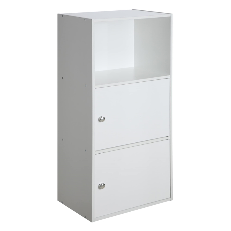 Convenience Concepts Xtra Storage Two-Door Bookcase in White Wood Finish